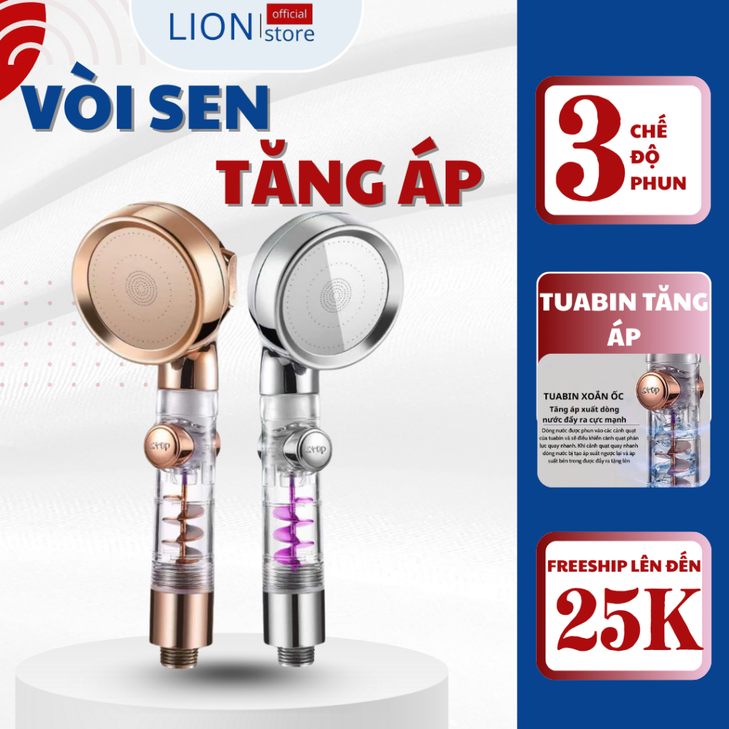 [𝐠𝐢𝐚𝐝𝐮𝐧𝐠𝐋𝐈𝐎𝐍] Vòi Sen Tua Bin Tăng Áp, Massage, Đầu Vòi Hoa Sen Cầm Tay,Tiết Kiệm Nước, 3 Chế Độ Phu