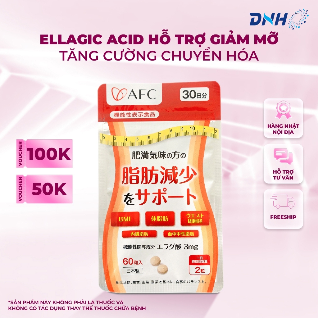 Ellagic Acid AFC Nhật Bản – Hỗ Trợ Kiểm Soát Cân Nặng & Giảm Mỡ Lành Mạnh (Túi 60 viên)