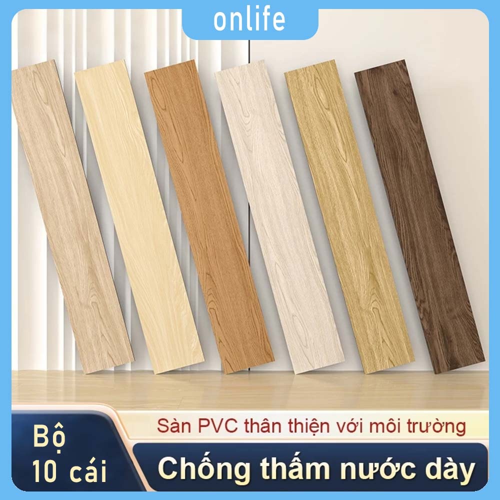 10 Miếng Ván Sàn Nhựa giả gỗ 91x15cm Giả Vân Gỗ Sẵn Keo Bóc Dán Lót Sàn, Chống trầy xước và chống mà