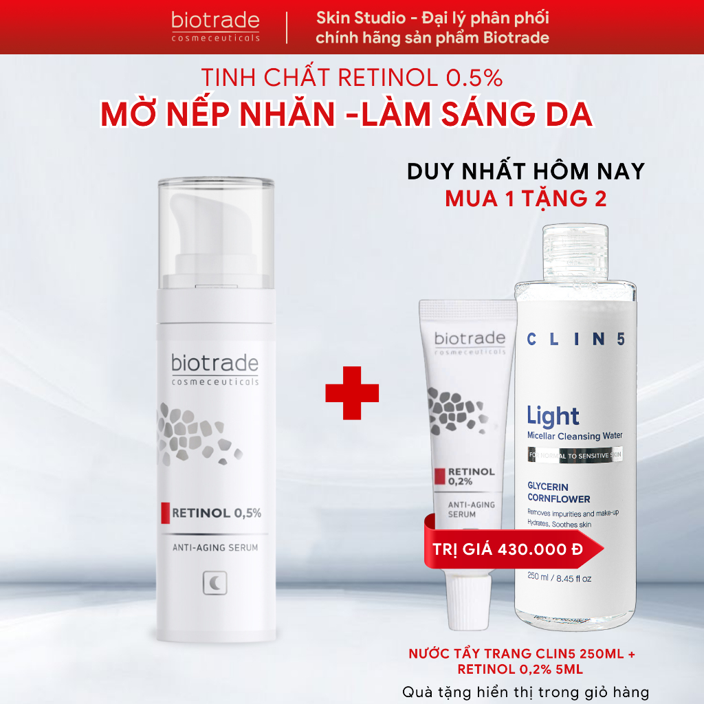 Serum hỗ trợ trẻ hóa Biotrade Retinol 0,5% Anti-Aging 30ml