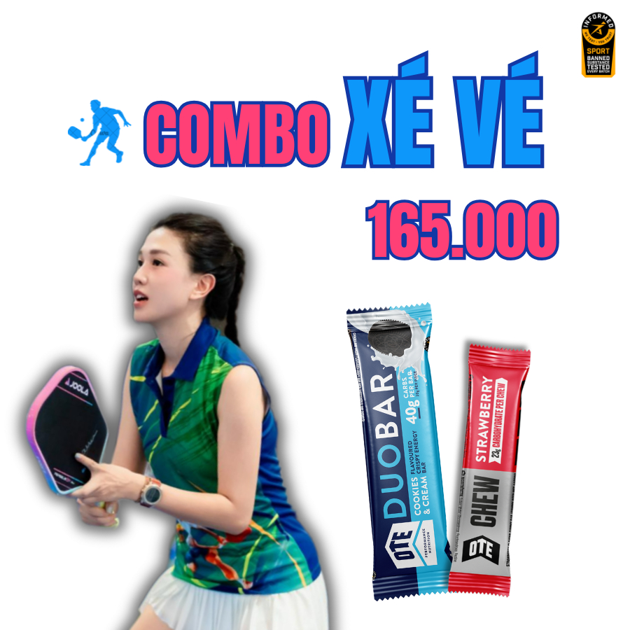 Combo Pickleball Xé vé OTE Sports, gồm Chew và Sủi, hồi phục, sủi bù Muối, Điện giải và Nước
