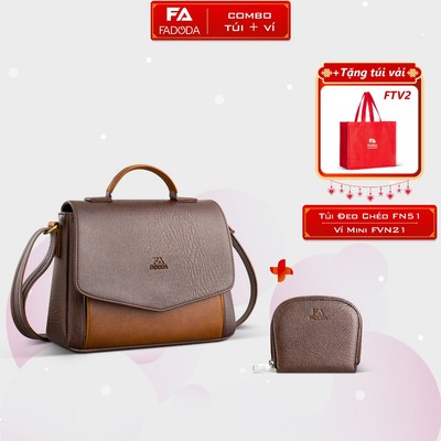COMBO SIÊU HỜI - Túi đeo chéo da Fadoda FN51 và Ví da mini thời trang Fadoda FVN21