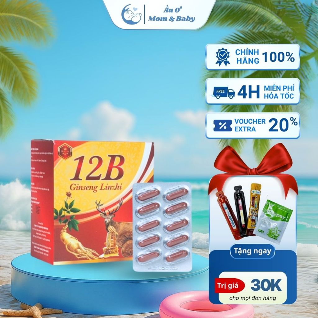 [CHÍNH HÃNG] Viên uống 12B Ginseng Linzhi Giúp Bổ Sung Sức Khỏe, Tăng Cường Sức Đề Kháng - Hộp 100 v