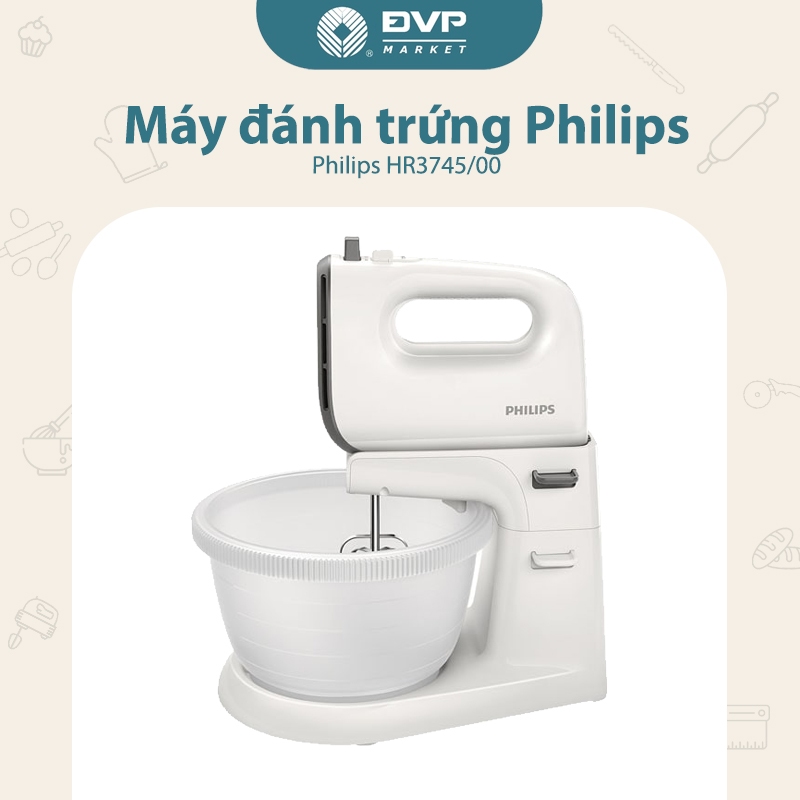 Máy đánh trứng Philips HR3745/00 - Màu Trắng