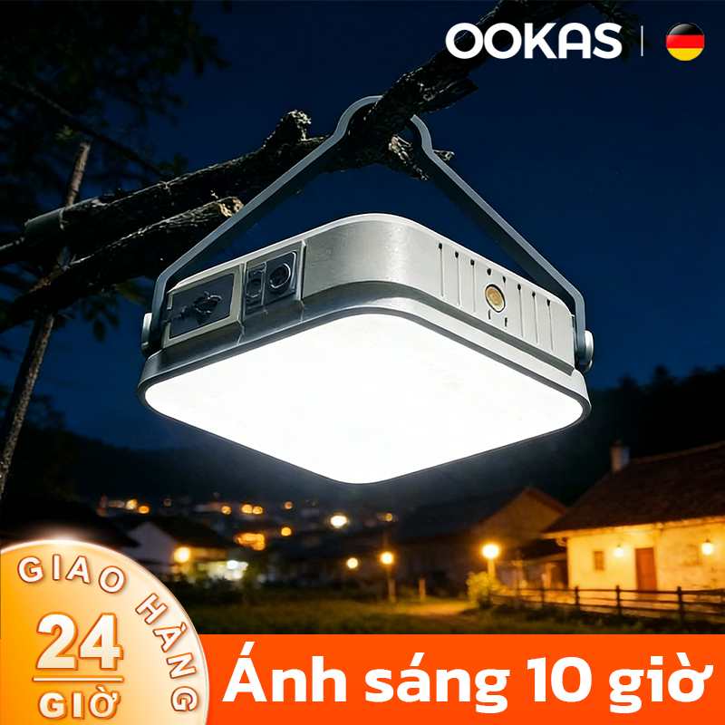 OOKAS Đèn Camping Năng Lượng Mặt Trời , Bóng đèn tích điện，Dung lượng pin 6000MAH