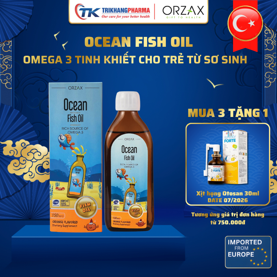 Dầu Cá ORZAX Omega 3 DHA EPA Ocean Fish Oil Cho Bé 150ml