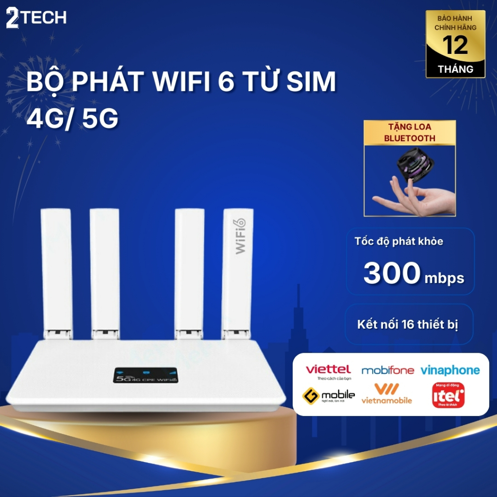 Bộ Phát Wifi 6 Từ Sim Data R611C- Tốc Độ Cao 300Mbps- 4 Râu Ăng Ten thật- Giao diện tiếng Việt