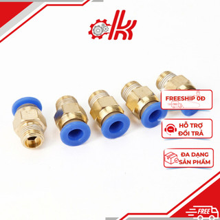Đầu nối nhanh khí nén PC xanh