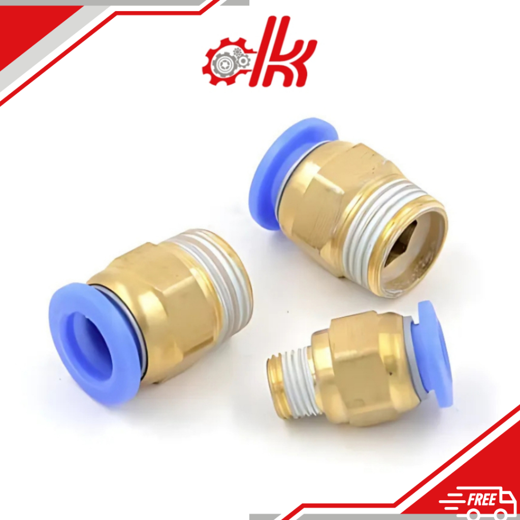 Đầu nối nhanh khí nén PC xanh