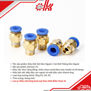 Đầu nối nhanh khí nén PC xanh