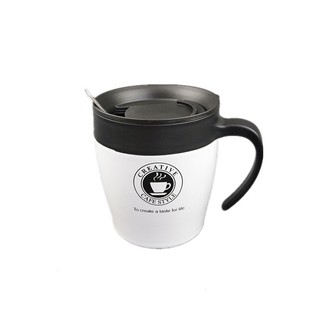 Cốc pha cafe inox 304 Creative 330ml có thìa, ca uống nước có nắp đậy, ly, tách dụng nước uống