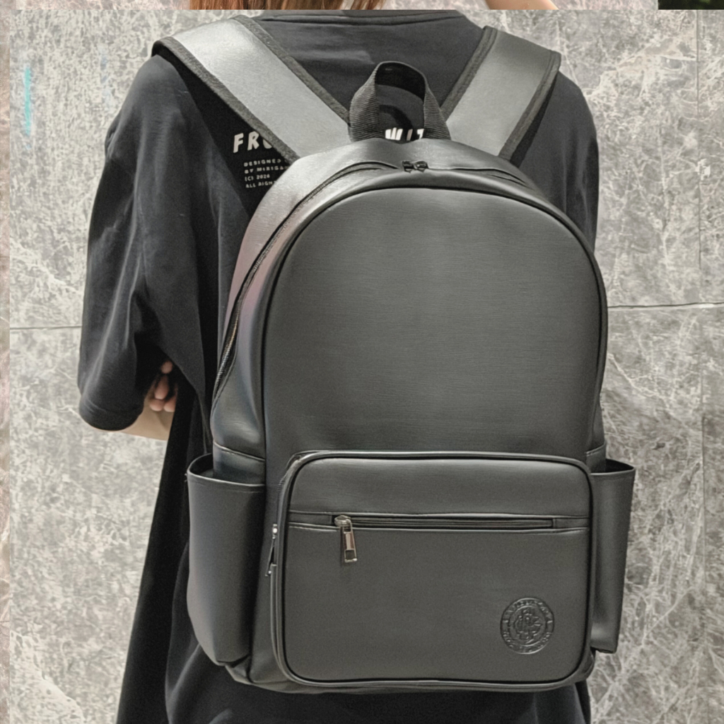 Balo da PU nam nữ chống thấm nước GENBAG balo unisex đi học đi chơi cao cấp BL01