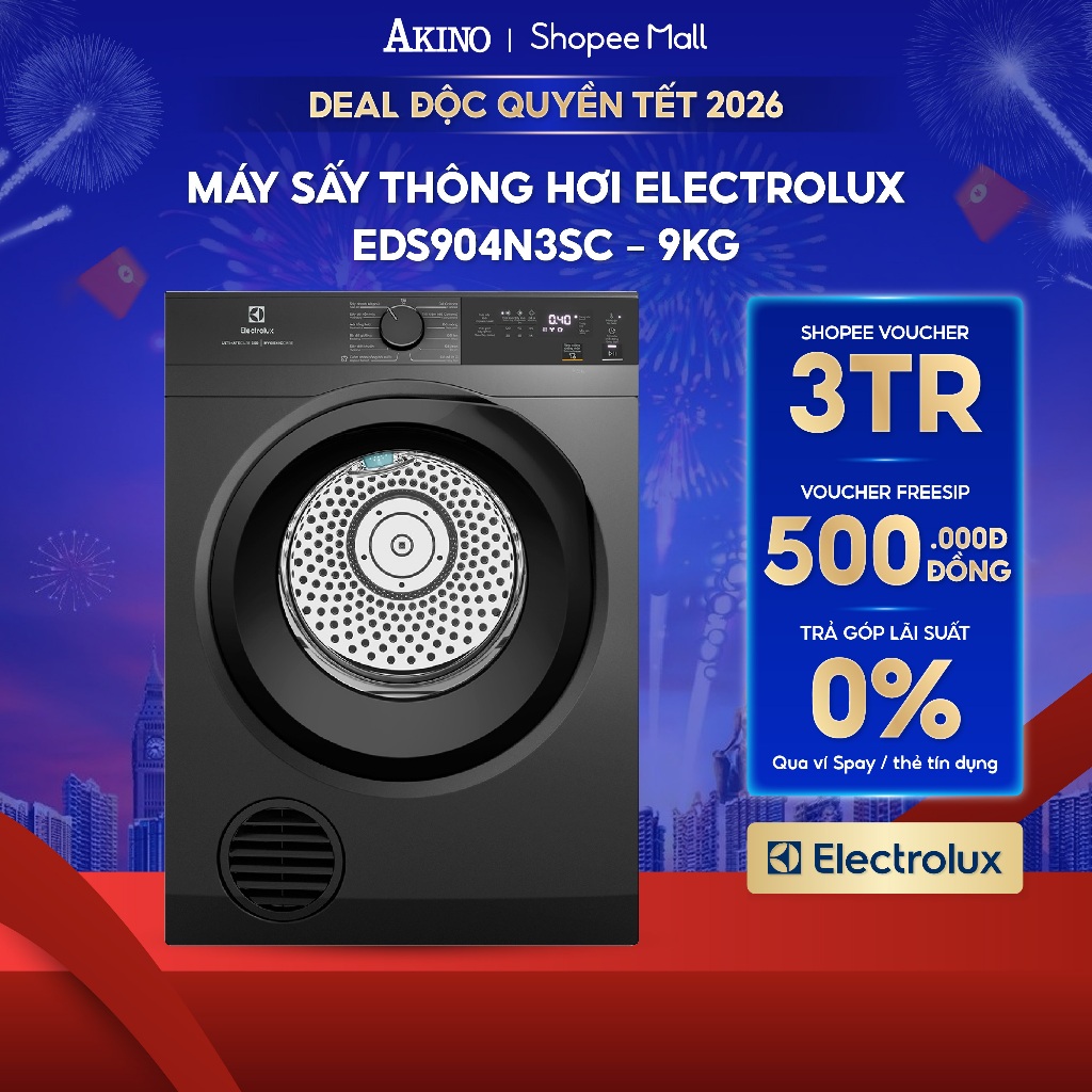 Máy sấy quần áo thông hơi Electrolux 9 kg EDS904N3SC - Bảo Hành Chính Hãng