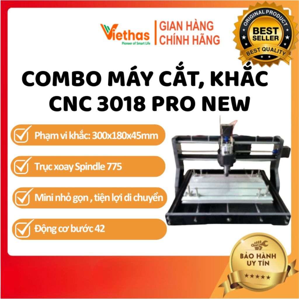 Combo Máy Cắt, Khắc Chuyên Dụng CNC 3018 Pro New + Laser tùy chọn.