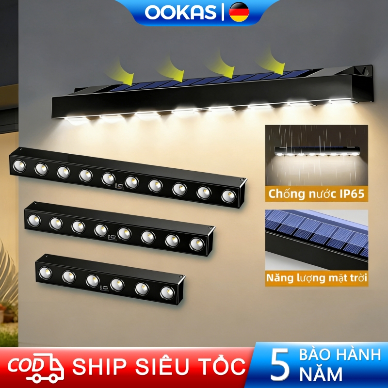 OOKAS Đèn tường năng lượng mặt trời LED,đèn tường ngoài trời,Trang trí sân vườn