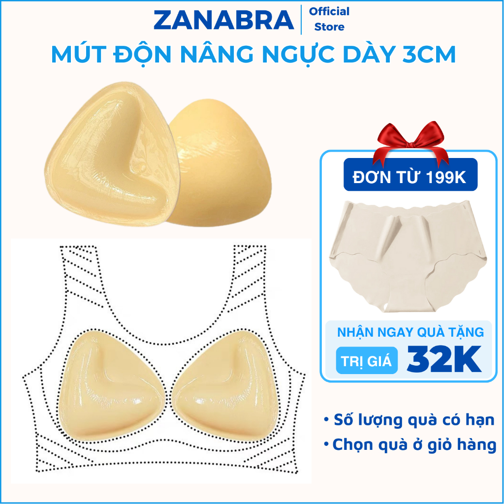 Mút Độn Ngực 2 Mặt Keo Hình Tam Giác - Áo Dán Ngực Silicon Tạo Khe Vòng 1 ZANABRA D3008