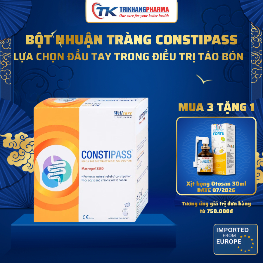 Bột nhuận tràng Constipass Wellcare hỗ trợ nhuận tràng hộp 20 gói