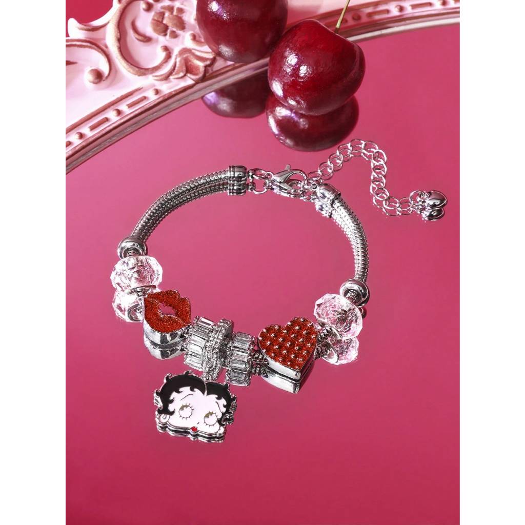 Betty Boop Vòng Tay Hợp Kim Bạc Betty Boop Kèm Charm
