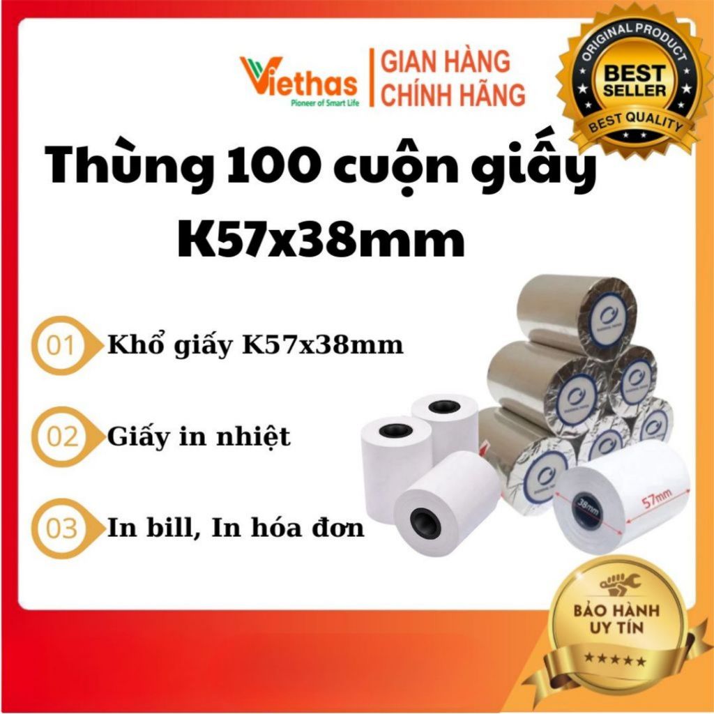 100 cuộn Giấy In Bill K57 x 38 mm