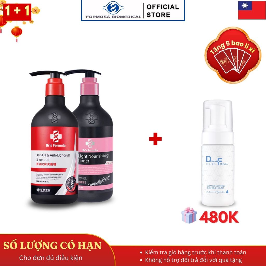 Combo Dầu Gội Xả Dr's Formula ngăn gàu giảm dầu bết và dưỡng tóc bóng mượt