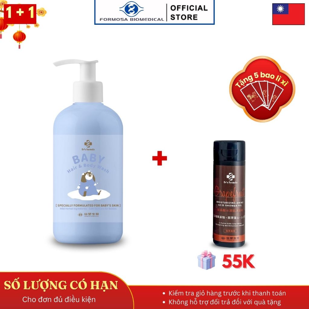Sữa Tắm Gội Cho Bé Dr's Formula Baby Hair & Body Wash 550g