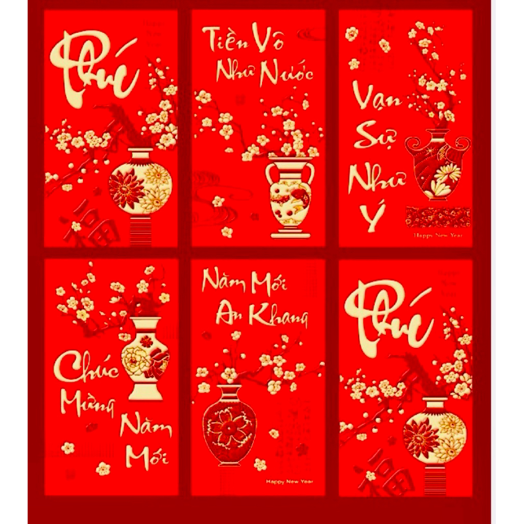 Set 60 Lixi Nhung Tết 2026, Phong Bao Lixi May Mắn Đa Dạng Mẫu