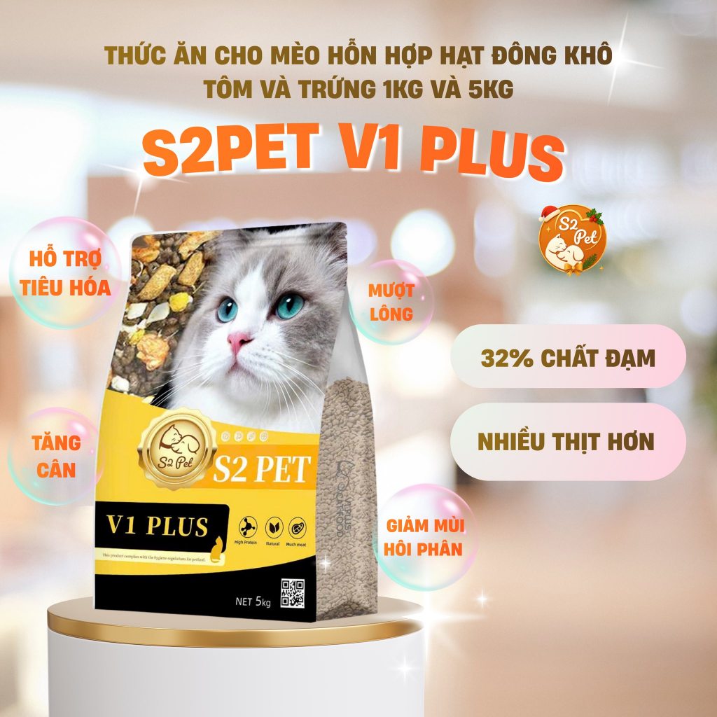 [TẶNG SÚP THƯỞNG S2PET] Thức ăn hạt S2 PET V1/V2/V3 5kg siêu topping cho mèo mọi lứa tuổi
