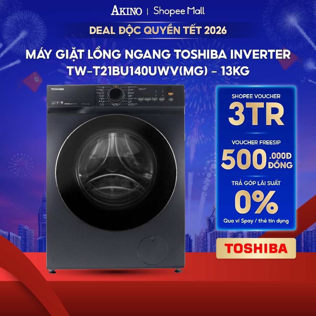 Máy giặt Lồng Ngang Toshiba Inverter 13 kg TW-T21BU140UWV(MG) - Hàng Chính Hãng