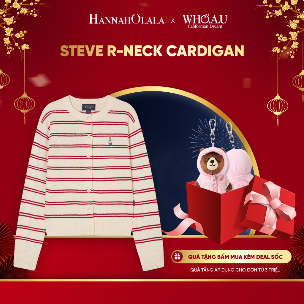 [Hannah x WHO.A.U] Áo Cardigan WHO.A.U Steve R-neck Cardigan_WHCKG1111F
