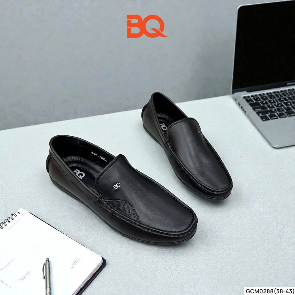 BQ | Giày nam size 38-43 Giày mọi nam da bò cao cấp bản mũi vuông may viền trẻ trung GCM0288