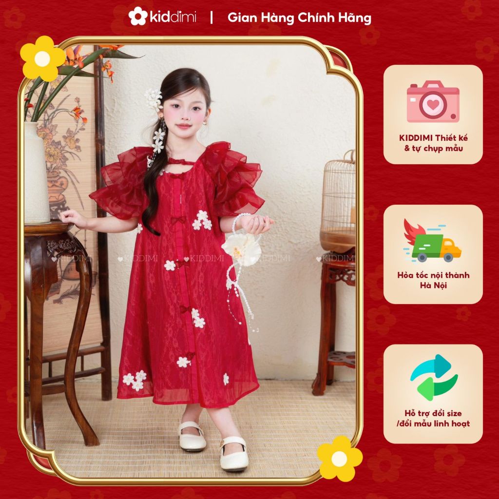 (Chính chủ KIDDIMI) Váy cách tân duyên dáng, thanh lịch cho bé gái - XUÂN AN