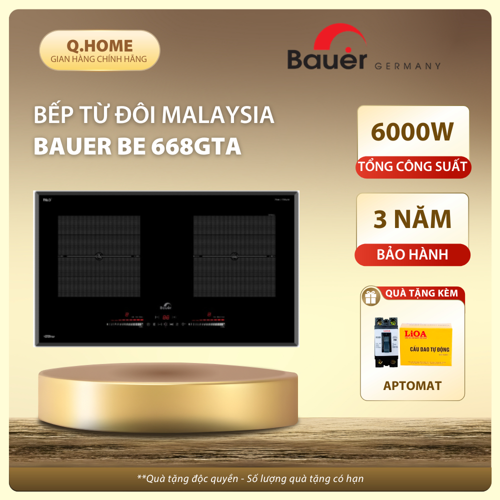 Bếp từ đôi Bauer 668GTA | Nhập khẩu Malaysia | Biến tần inverter sôi liu riu | Công nghệ đức | Bảo h