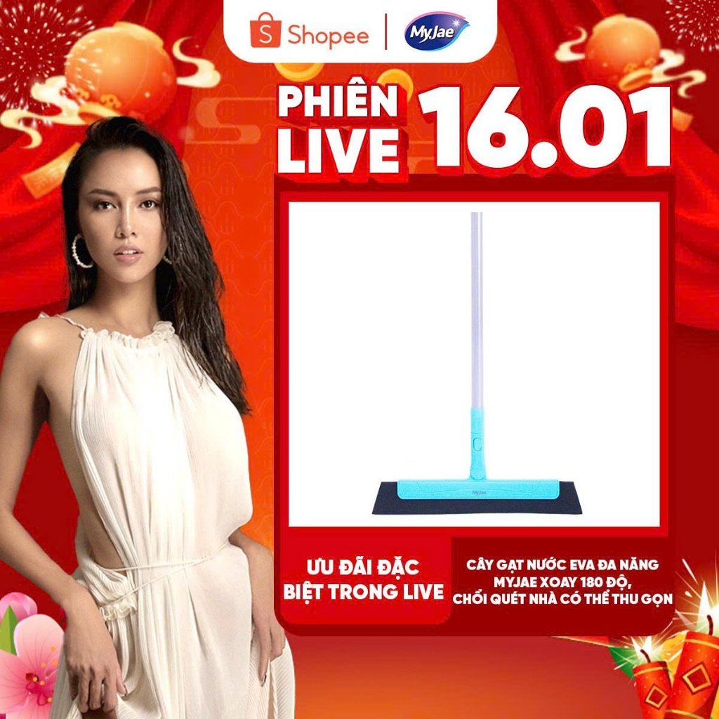[VŨ NGỌC ANH LIVE 16.1] Cây Gạt Nước EVA Đa Năng MyJae Xoay 180 Độ, Chổi Quét Nhà Có Thể Thu Gọn