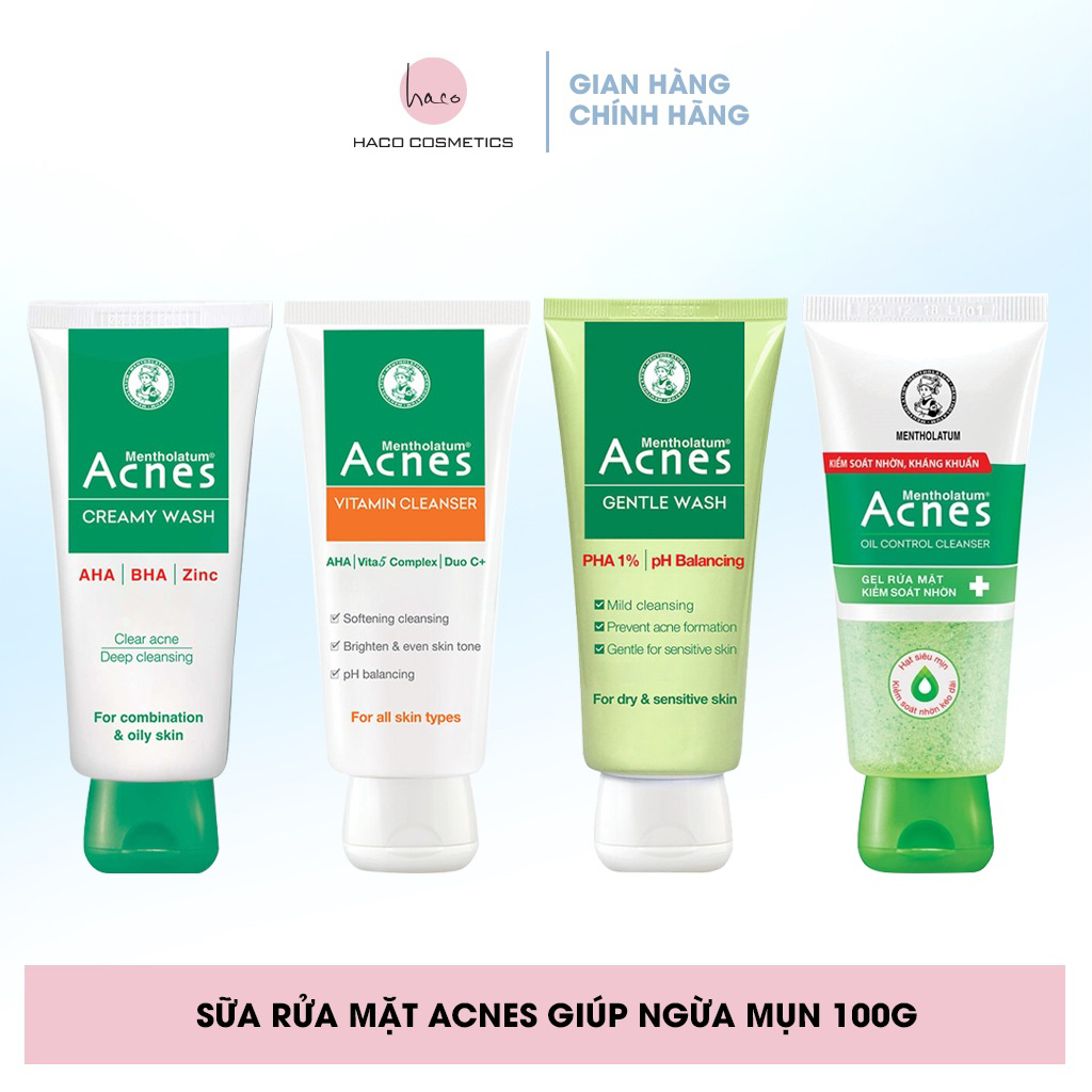 Sữa Rửa Mặt Acnes Kiểm Soát Nhờn, Mụn Acnes Oil Control Cleanser/Creamy Wash/Vitamin Cleanser/Gentle