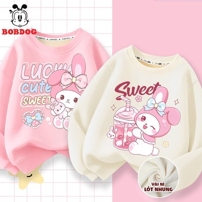 Áo sweater thu đông bé gái BOBDOG chất nỉ nhung mềm mịn ấm áp in hình Thỏ Melody cute cho bé