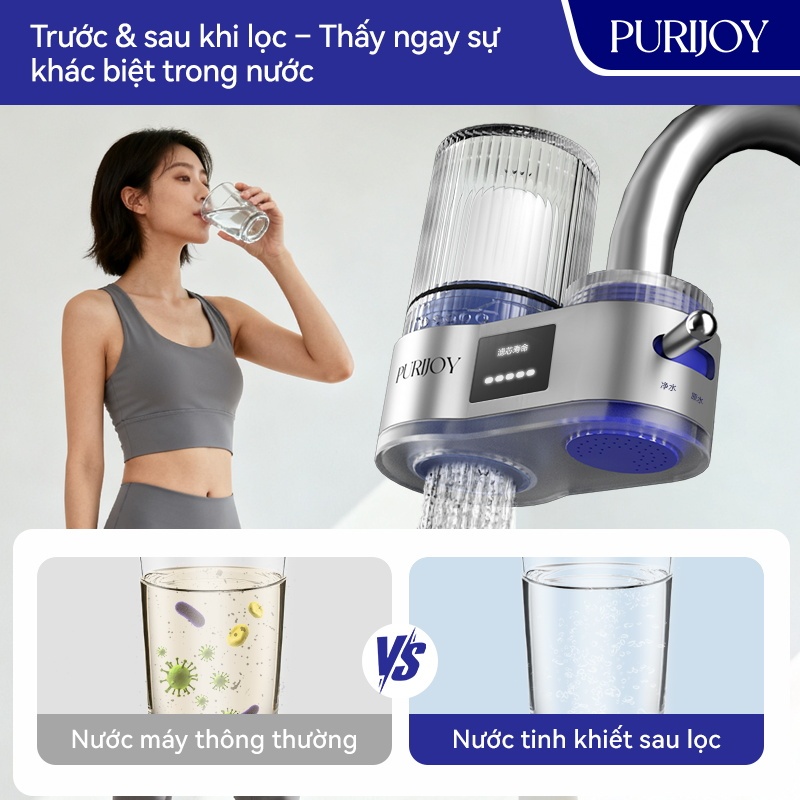 Máy lọc nước gắn vòi Purijoy – Công nghệ siêu lọc, thương hiệu Anh Quốc, dùng cho sinh hoạt gia đình hằng ngày