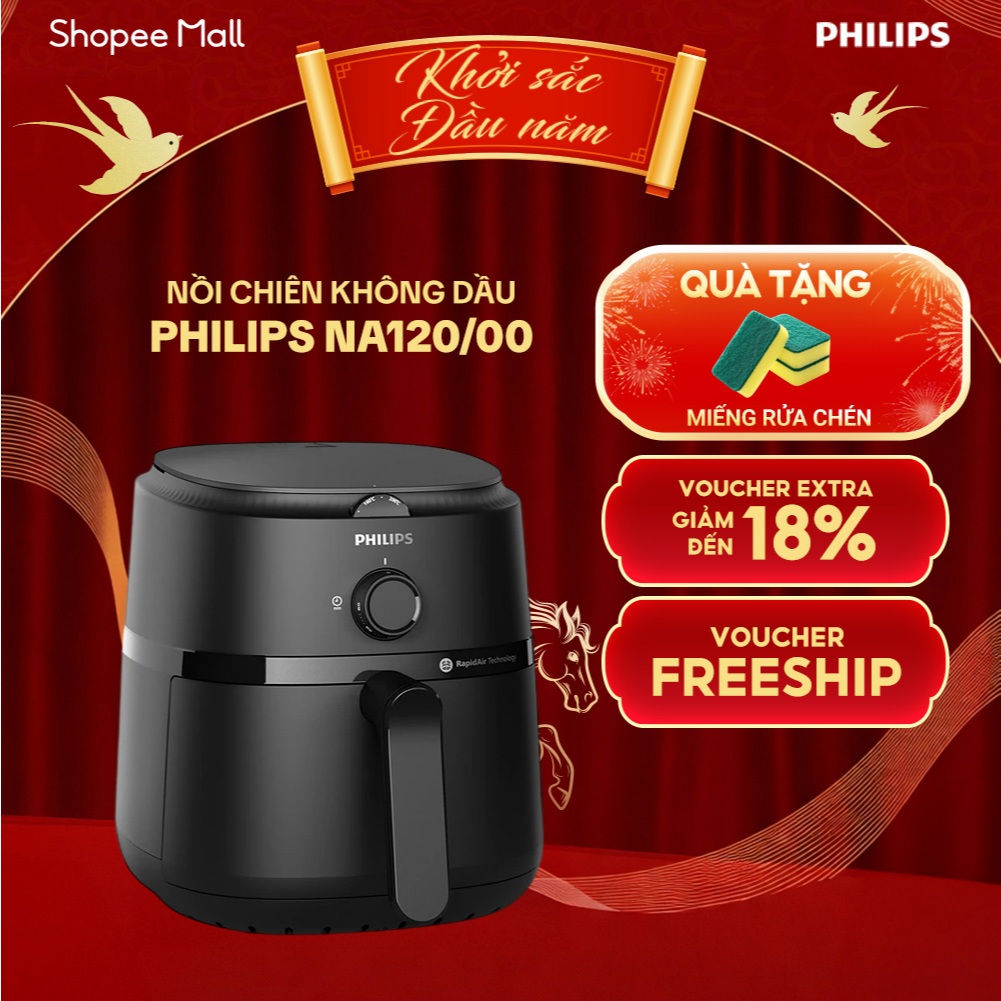 Nồi Chiên Không Dầu Thế Hệ Mới Philips NA120/00- NA130/00 6.2L NA150/00 NA230/00 Công Nghệ RapidAir