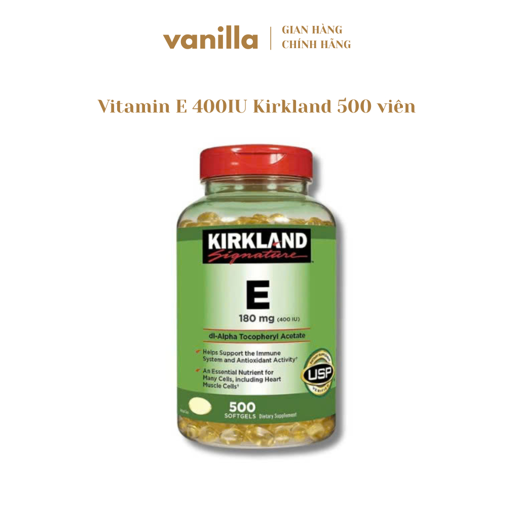 [Date 2028] Vitamin E Kirkland Signature 180mg Hộp 500 viên