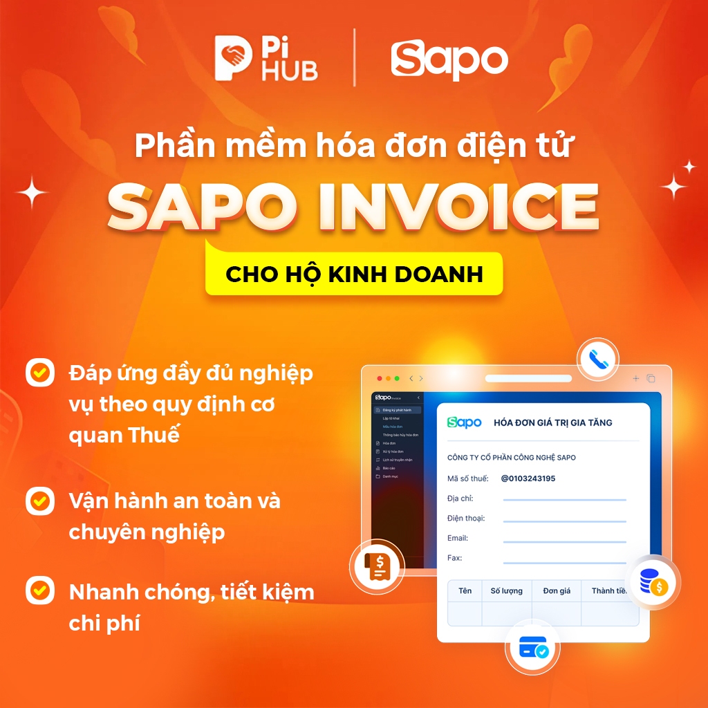 Phần mềm hóa đơn điện tử Sapo Invoice dành cho hộ kinh doanh