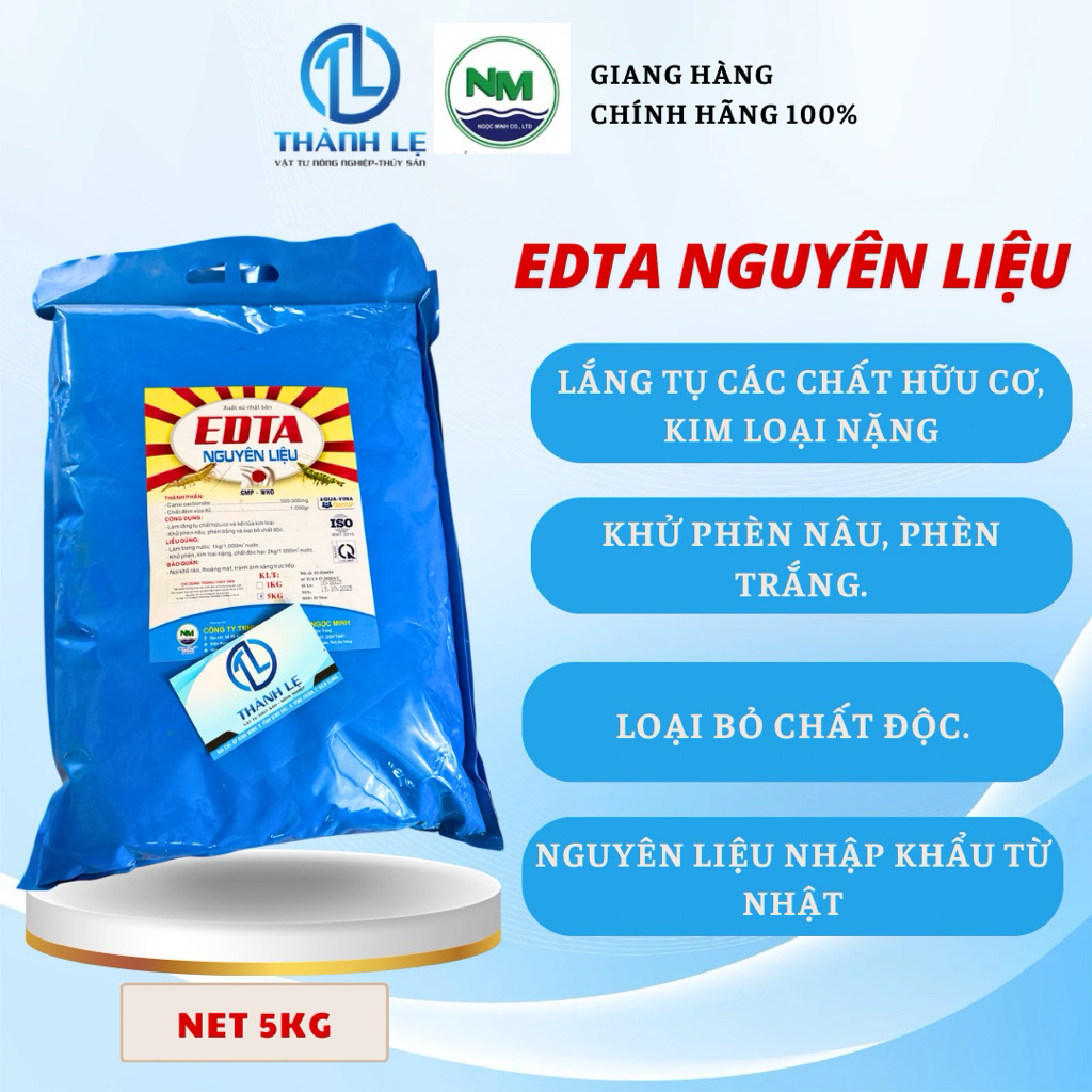 Bao 5kg Edta Nguyên Liệu Ngọc Minh khử phèn, kim loại nặng, lắng tụ các chất hữu cơ, kết tủa kim loạ