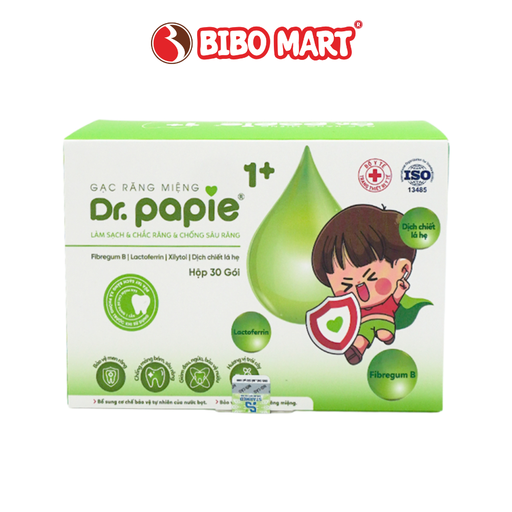 Gạc rơ lưỡi răng miệng cho bé Dr.Papie 0+, 1+ tuổi- Làm sạch răng, lưỡi, nướu, chống sâu răng