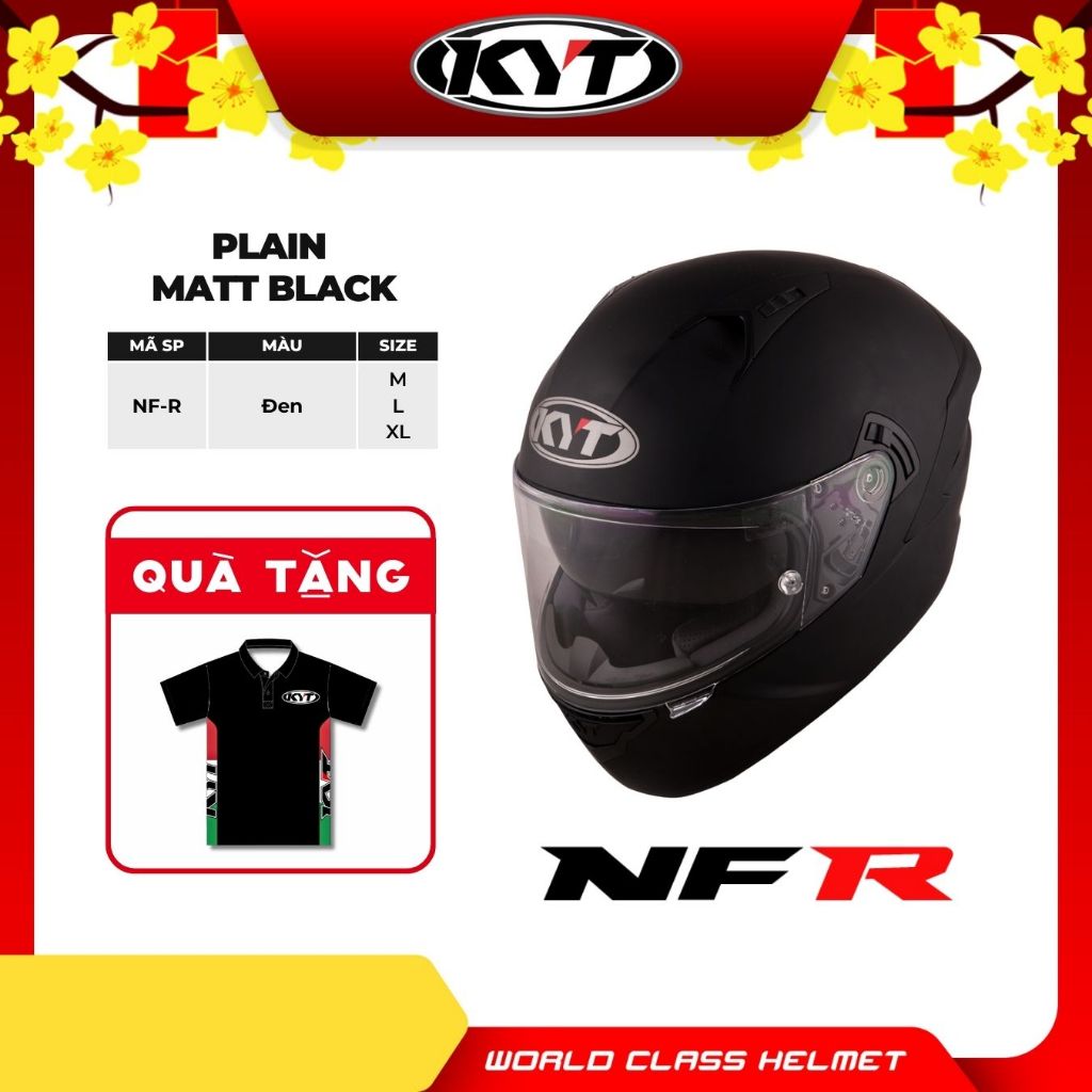KYT - Mũ Bảo Hiểm Fullface - NFR PLAIN MATT BLACK
