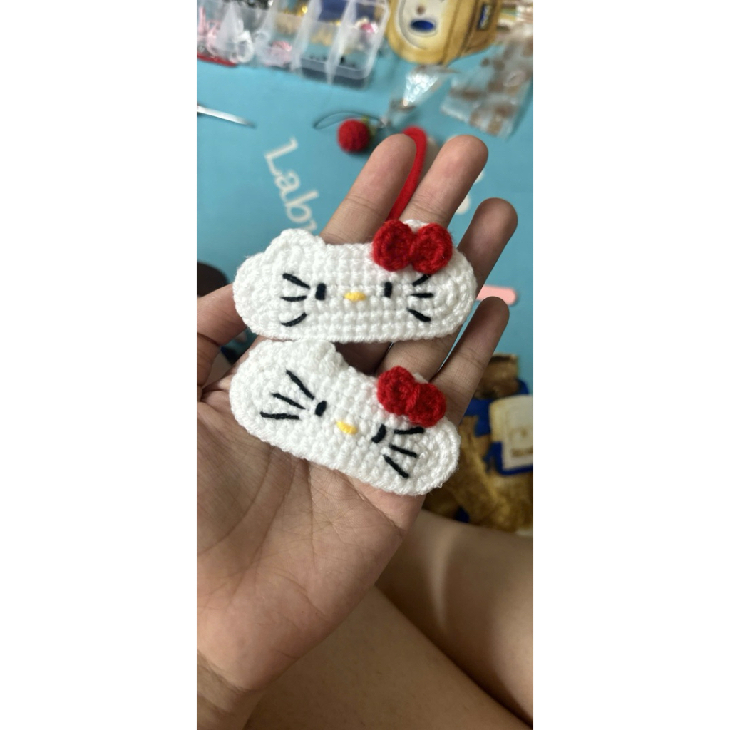 [kitty.house] Kẹp tóc hello kitty handmade bằng len xinh xắn đáng iuuuu