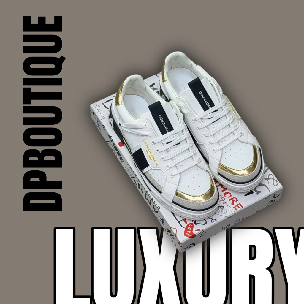 [ DPBoutique.hn 2 ] - Giày Sneaker Trắng Viền Vàng Logo Đen Cao Cấp - [ Full Box ]