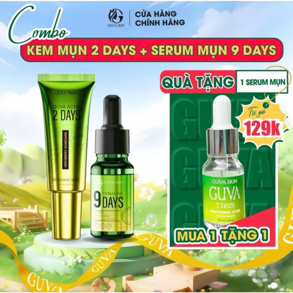 [MUA 1 TẶNG 1] Gel GUVA 2 Days Trà Xanh Nha Đam + Serum 9 Days, Chăm Sóc Da Hằng Ngày