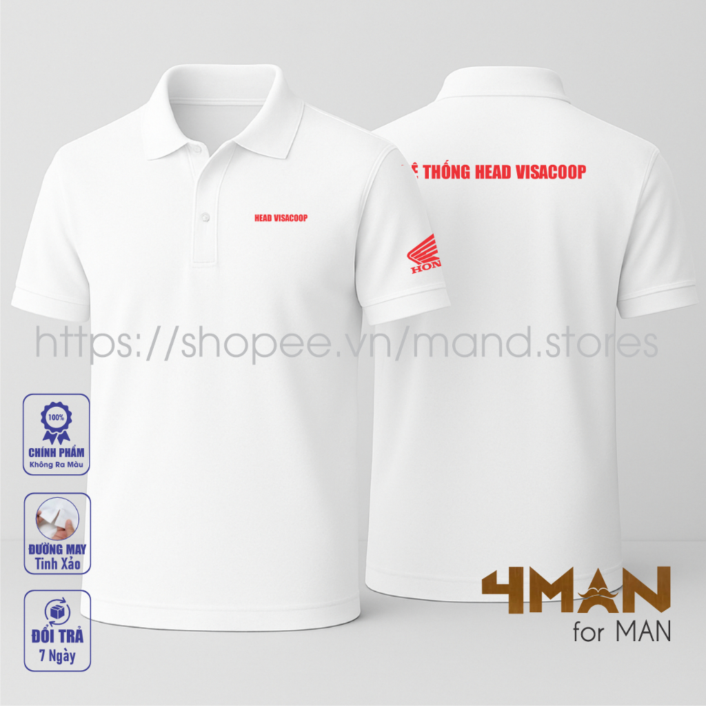 Áo thun Polo Hệ Thống Head Visacoop -  Vải thun Cá Sấu CVC Dày mịn Thoáng Mát - 4man Store