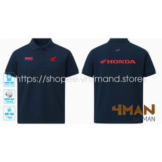 Áo thun Polo HONDA HRC - Vải thun Cá Sấu CVC Cao Cấp Dày mịn Thoáng Mát Chống nhăn - 4Man Store