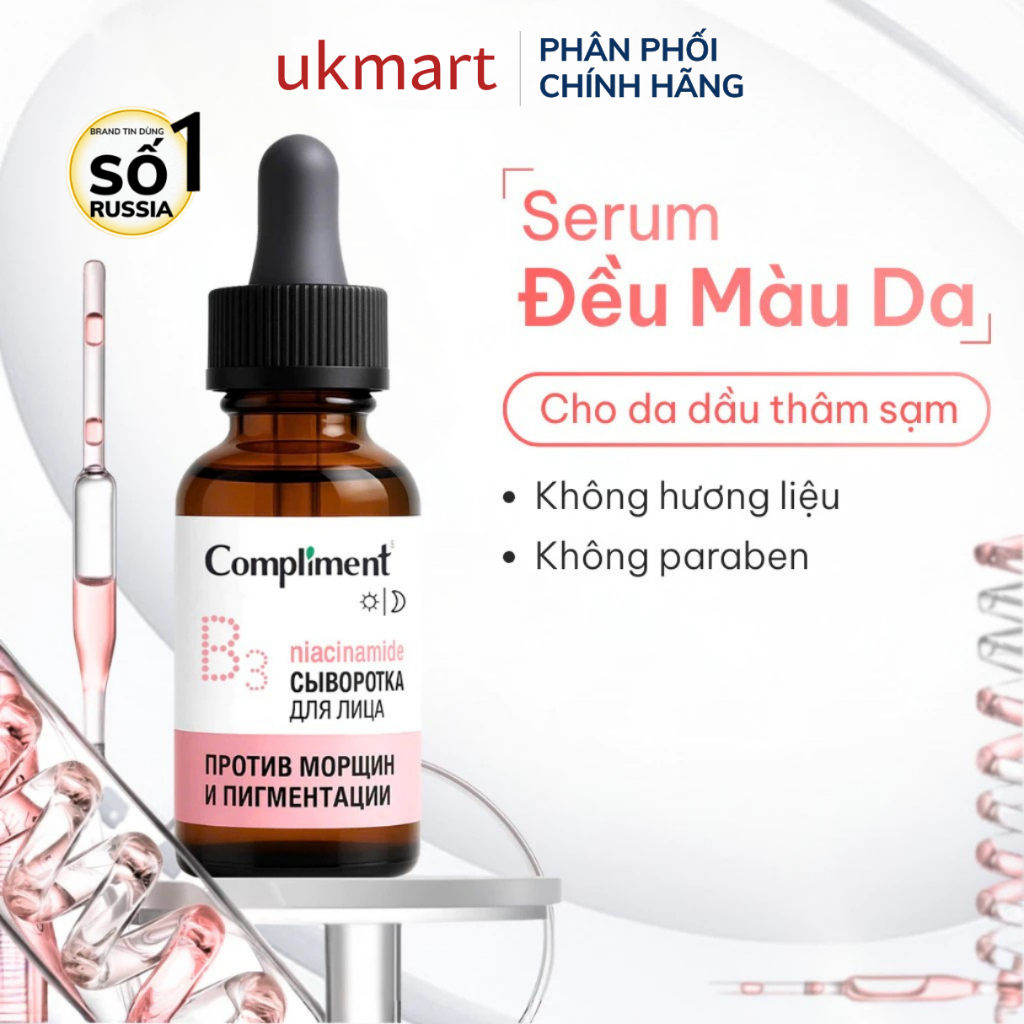Serum Tinh chất Dưỡng Da Compliment B3 Anti-wrinkle Đều Màu, Kiềm Dầu, Dưỡng Ẩm, Trắng Sáng 27ml