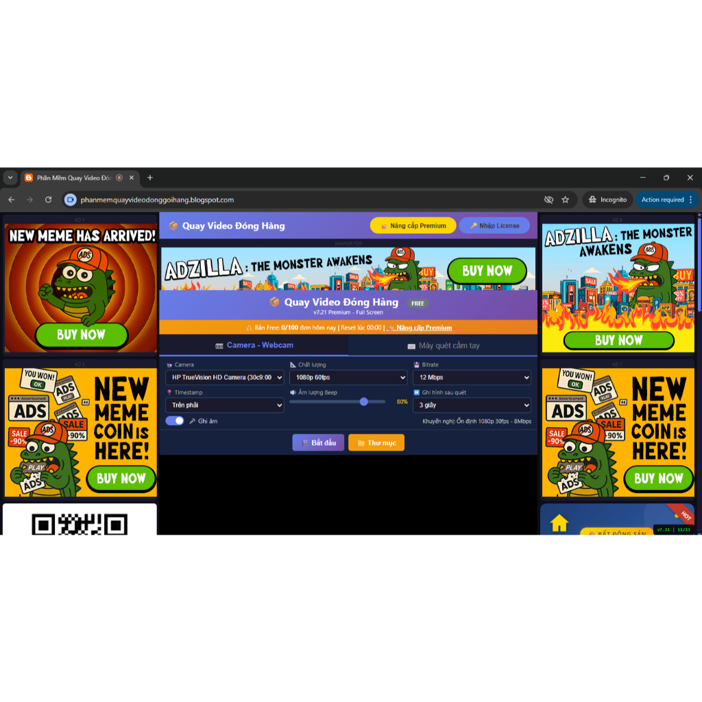 PHẦN MỀM QUAY VIDEO ĐÓNG HÀNG SHOPEE