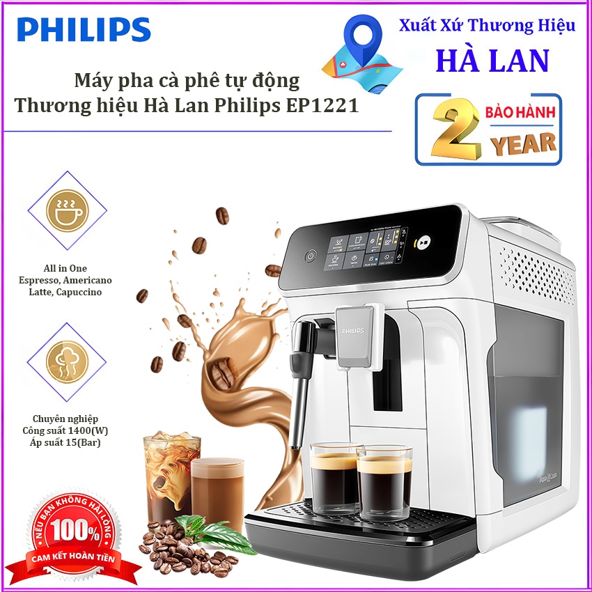 Máy pha cà phê Espresso, Americano tự động và Capuccino, Latte. Thương hiệu Hà Lan cao cấp Philips -